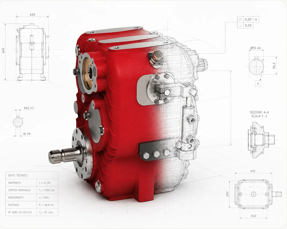 Gardini Technik gearbox, technical render